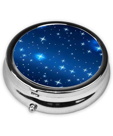 Blue Star Pattern Round Pill Box | 3 Compartment Portable Pill Organizer for Travel - Perfect Travel Accessory - Buy Online on GoSupps.com