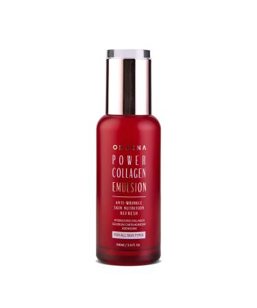 ORJENA POWER COLLAGEN EMULSION - Anti-Wrinkles Skin Nutrition Refresh Hydrolyzed Collagen Gonidium Cartilagineum Adenosine - For All Skin Types 100ml Net Wt