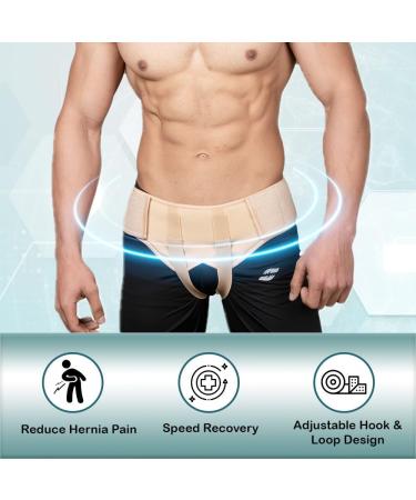 Hernia Belt for Men - Adjustable Support Truss with 2 Removable Compression Pads | Breathable Material - Medium (32-36 - Buy Online on GoSupps.com