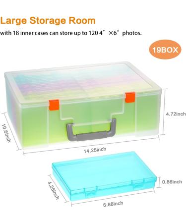 Extra Large 4x6 Photo Storage Box Organizer - Acid-Free Plastic Case for Stickers, Stamps, and Seeds - 18 Inner Boxes - Multicolor - Buy Online on GoSupps.com