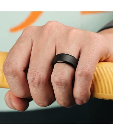 Egnaro Men's Silicone Wedding Ring Set - Inner Arc Ergonomic Design - Breathable Rubber Bands in Dark Blue, Black, Black Gray, and Dark Gray - 9mm Wide - Size 10 - Buy Online on GoSupps.com