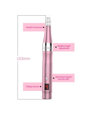PELCAS Electric Cordless Microneedling Pen | 3 Replacement Cartridges | Adjustable 0.25mm Microneedle Dermapen | Easy Home Use (Pink) - Buy Online on GoSupps.com