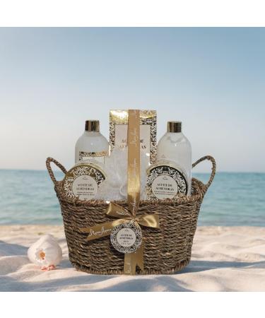 Luxury Almond Scent Spa Gift Basket for Women - Shower Gel Body Lotion Bath Salts & More - Buy Online on GoSupps.com