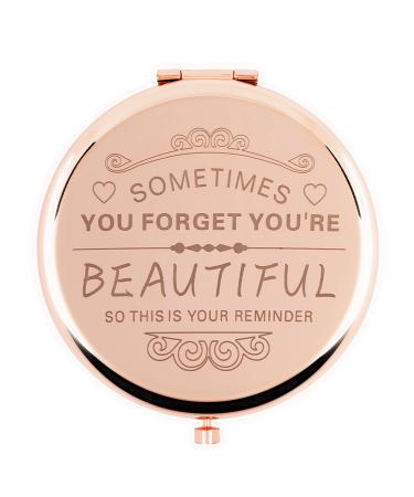 Birthday Gifts for Women-Compact Makeup Mirror,Gifts for Women, Festival ,Valentine's Day,Christmas,Mother's Day, Graduation Party,The Gift for mom,Wife,Sister,Daughter,Friend,Classmate (Rose Gold)