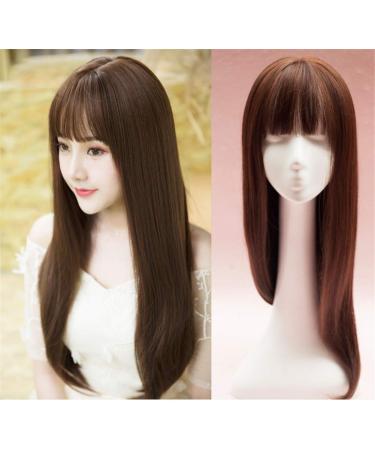 Women's Wig Attachment - Straight Hair with Bangs - 6.6cm 130g Light Brown || International Shipping Available - Buy Online on GoSupps.com