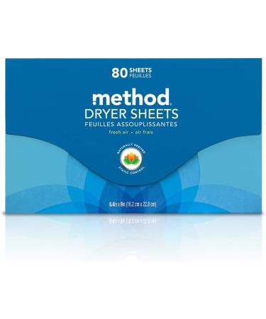 Method Dryer Sheets - Fresh Air Scent, 80 Sheets per Pack - Eco-Friendly Fabric Softener - Buy Online on GoSupps.com
