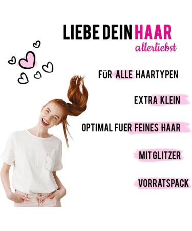 HAARallerliebst Glitter Hair Clips - 20 Colorful Clips (3.7 cm) with Pink Storage Box | Perfect for All Hairstyles - Buy Online on GoSupps.com