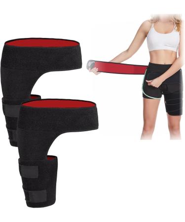 Ortho Wrap Hip Brace for Sciatica Wrap Hip Brace Healthy Lab Co Sciatica Brace Groin Thigh Sleeve Hip Support Wrap Wrap Hip Brace for Men Women (2pcs-Black&Red)