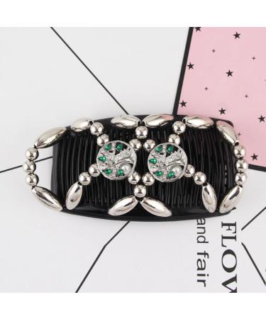 Kytpyi Women's 3PCS Double Clip Magic Elastic Beaded Hair Combs - Tree Design - Buy Online on GoSupps.com