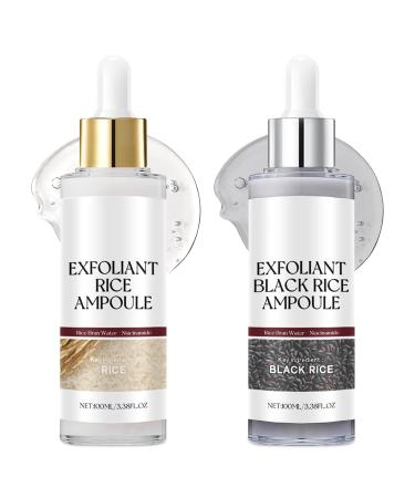BEBIR Peel Shot Glow Rice Ampoule Duo 2 PCS White & Black Rice Facial Serum Lightweight Hydrating Formula for All Skin Facial Exfoliator Pore Refining Dead Skin Cells Remover