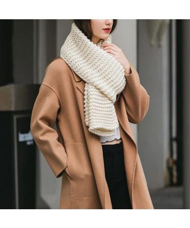 HANXIULIN Women's Cashmere Scarf - Warm Knitted Wrap & Turban | One Size White Scarf for Casual & Stylish Looks - Buy Online on GoSupps.com