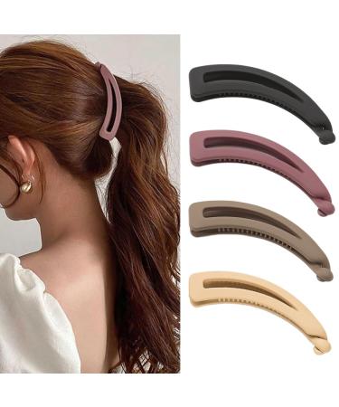 ZSPERKLA 4 Pcs Large Banana Hair Clips for Thick Hair Vintage Banana Clip Non-Slip Matte Ponytail Hair Clip Hair Styling Accessories for Women and Girls