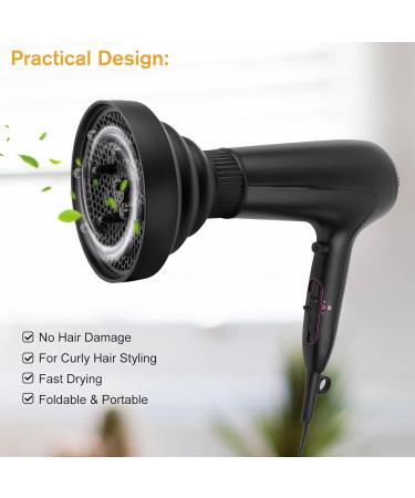 Premium Hair Diffuser Attachment with Scalp Massage Brush - Perfect for Curly & Wavy Hair | Compatible with Nozzle 1.57-1.97 inches - Black - Buy Online on GoSupps.com