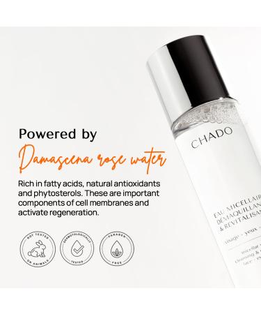 CHADO Micellar Water | Gentle Facial Cleanser & Makeup Remover for Sensitive Skin | Alcohol-Free Cruelty-Free | Revitalizing for All Skin Types 100 ml - Buy Online on GoSupps.com