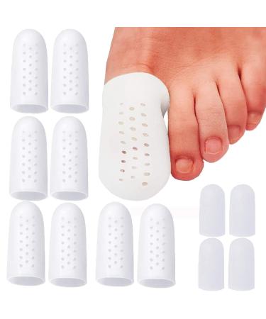Footsihome toe caps made of gel for large toes prevents cornea toe protection tubes with breathing hole for bubbles chicken eyes hammer toe toenails loss friction pain relief 12 pieces
