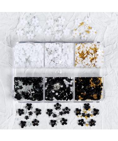 3D Flower Nail Charms Set - TEOYALL Acrylic Flowers with Gold and Silver Caviar Beads for Manicure DIY Decorations - Buy Online on GoSupps.com