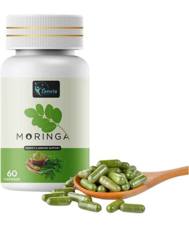 ZENVIA Moringa Capsules 60 Count | Plant-Based Herbal Supplement | Natural Source of Nutrients & Daily Wellness Support