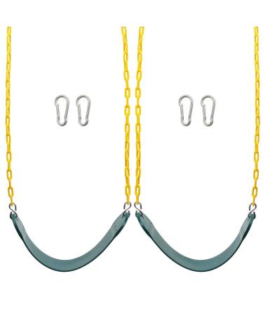 Sunnyglade 2PCS Swings Seats Heavy Duty with 66" Chain, Playground Swing Set Accessories Replacement with Snap Hooks, Support 250lb (Green)