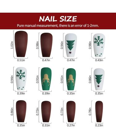 Prreal Christmas Press On Nails Frosting Long False Nails Snow Deer Christmas Tree Fake Nails Full Cover Nail Art Stick-On Nails with Nail Glue Festival Nail Gift for Women Girl C01 - Buy Online on GoSupps.com
