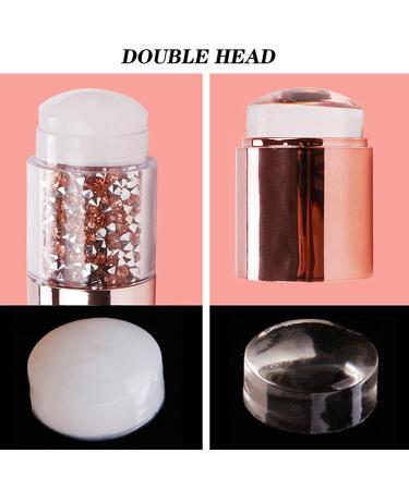 Baqi Nail Art Stamp Set - Double Head Silicone Gel Stamps with 2 Nail Scrapers for DIY Manicure & Beauty - Silver Design - Buy Online on GoSupps.com