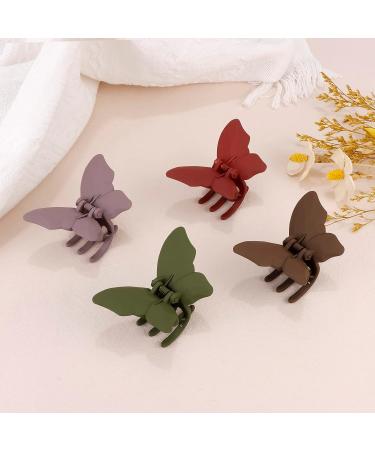3.6 Resin Frosted Butterfly Hair Clips for Medium Hair - Cute Claw Clips for Thin to Thick Hair - Half Up Style (Brown, Purple, Dark Green, Claret) - Buy Online on GoSupps.com