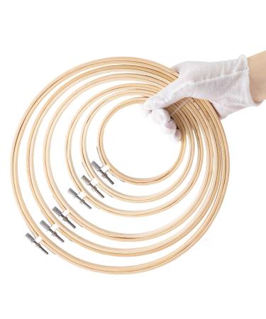 Matchne Embroidery Hoop 6PCS 4Inch to 10Inch Easily Loosen/Tighten Cross Stitch Supplies & Needlework Supplies Bamboo Wooden Hoops for Crafts 1 Pack (Total 6pcs)