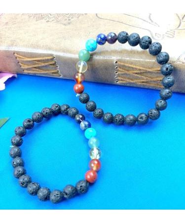 Buy Jet L-ava Chakra Gemstone Stretch Bracelet - Healing Crystal for Spiritual Meditation & Positive Aura - Buy Online on GoSupps.com