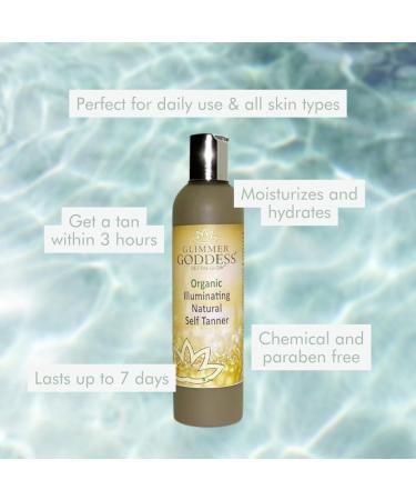Glimmer Goddess Organic Self Tan Lotion - Unscented for Face & Body Vegan Natural Bronzing Streak-Free All Skin Types 8 oz. Organic Ingredients Paraben-Free Cruelty-Free - Buy Online on GoSupps.com
