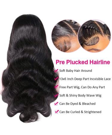 Larhali 13x6 HD Transparent Lace Front Wig Brazilian Body Wave Human Hair 28 inch - 180% Density Pre Plucked for Black Women - Buy Online on GoSupps.com