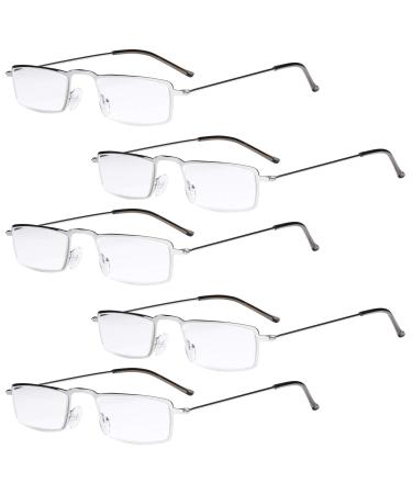 Eyekepper 5 Pieces Stainless Steel Frame Half-Eye Style Reading Glasses Reader +1.50 Silver