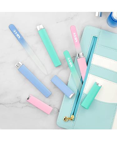 XIPOO A-pink Glass Nail File 3 Pack with Case - Professional Double Sided Etched Surface Files for Women - Unique Stocking Stuffers and Gifts for Girls - Buy Online on GoSupps.com