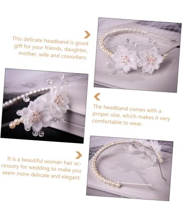 Didiseaon Pearl Flower Headband Wedding Hair Accessory Women Headband Flower Hair Ornament Flower Head Band Head Band for Bride Delicate Pearls Headband Bride Headband Wedding Decor - Buy Online on GoSupps.com