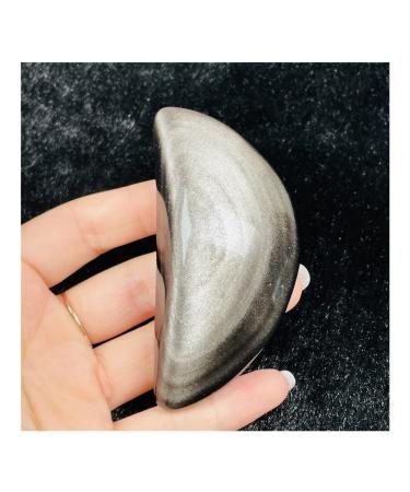 Natural Crystal Rough 1PC Natural Silver Obsidian Moon Decorative Magic Ornament Stones