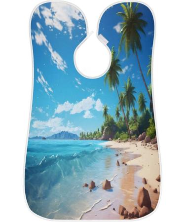 Beard Bib Apron - Ultimate Beard Hair Catcher for Men | Perfect Father's Day & Christmas Gift with Suction Cups | Beach Coconut Tree Design - Buy Online on GoSupps.com