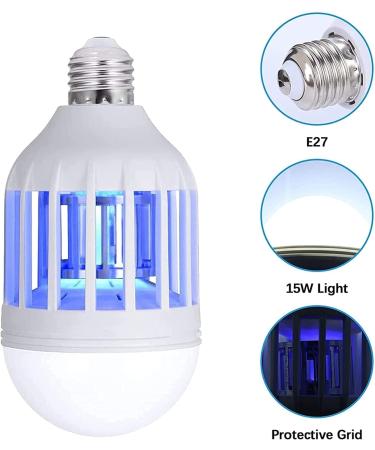OSTF 2 Packs Bug Zapper Light Bulb 2 in 1 Mosquito Killer Lamp Bulb E27 Mosquito Zapper Bulb UV LED Mosquito Light Bulb for Patio Outdoor Indoor White 6.3 inches x 3.15 inches - Buy Online on GoSupps.com