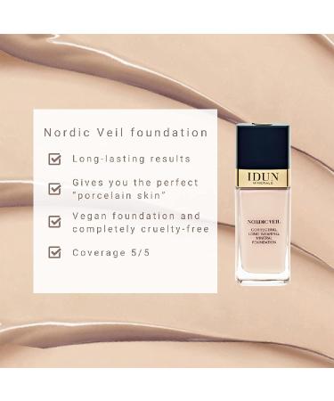 IDUN Minerals Liquid Foundation Nordic Veil Ingrid - Full Coverage, Long Lasting, Matte Finish - Medium Cold Shade 0.88 Oz - Buy Online on GoSupps.com