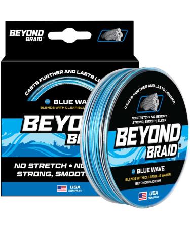 Beyond Braid Braided Fishing Line - Abrasion Resistant - No Stretch - Super Strong -Blue Camo, Moss Camo, White, Green, Pink, Blue, 4 Strand 8 Strand Blue Wave 30LB (500 Yards)