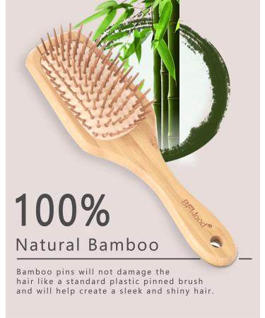BFWood Bamboo Paddle Hairbrush with Bamboo Bristles - Scalp Massaging Pin Bristle - Buy Online on GoSupps.com