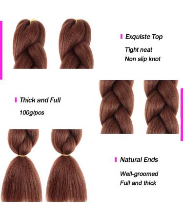 Shop Brown Jumbo Braiding Hair - 24 Kanekalon Synthetic Braids (6 Pieces) for Box Braids | International Shipping Available - Buy Online on GoSupps.com