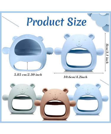 3 Pack Baby Teether Teething Toys for Babies 0-6 Months - Bear Silicone Anti Dropping Hand Teether Pacifiers - Blue Caramel Green - Buy Online on GoSupps.com