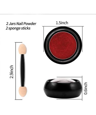 Red Chrome Nail Powder Set - Reflective Glitter Metallic Effect | 3D Holographic Red Pigment Dust for Nails Art - Buy Online on GoSupps.com