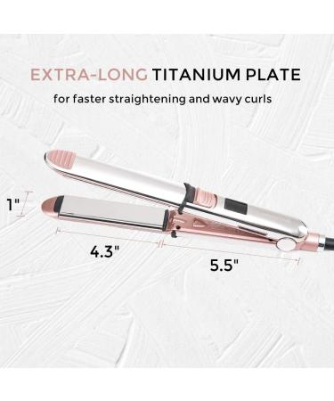 Rozamor Professional Titanium Hair Straightener | Fast Heating 2 in 1 Hair Styling Tool | Pink Double Side Straightening/Curling Iron | Ideal Gift for Women/Girls - Buy Online on GoSupps.com