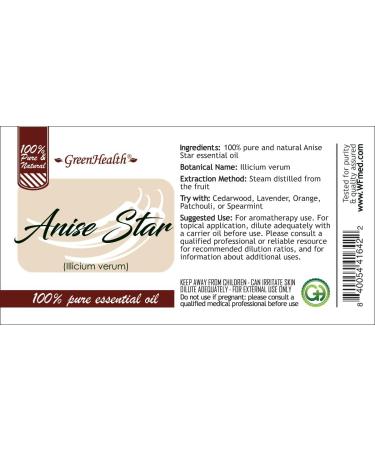 Anise Star Essential Oil - 1 fl oz (30 ml) Glass Bottle - 100% Pure Essential Oil - GreenHealth - Buy Online on GoSupps.com