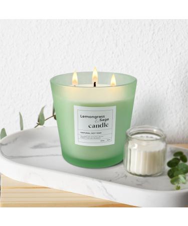 30 oz Highly Scented Soy Candle - Lemongrass & Sage Aromatherapy 120 hrs Long Lasting 3 Cotton Wicks Smokeless | Great Gift for Him & Her - Midnight Lights - Buy Online on GoSupps.com