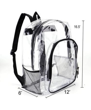 JOMPARO Heavy Duty 16.5 inch Transparent Clear Backpack - Ideal for School, Sports, Work, Travel - Black - Buy Online on GoSupps.com