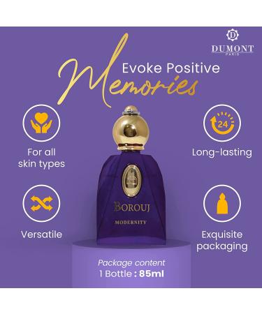 Dumont BOROUJ MODERNITY - 85ml Travel Size - Arabian-Inspired Unisex Perfume for Men & Women - Citrus Floral Fruity Amber & Wood Fragrance - Long Lasting Cologne Mist & Body Spray - Buy Online on GoSupps.com
