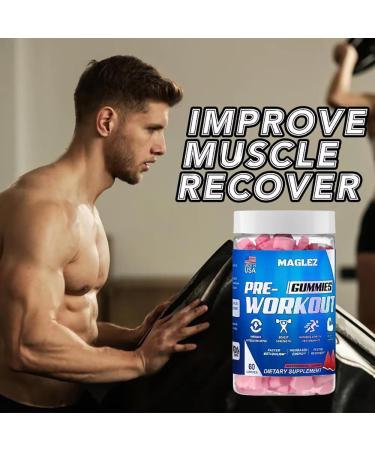 Maglez Pre Workout Gummies for Men & Women PreWorkout Gummy with Beta Alanine | Organic Caffeine | Chromium Picolinate | Gluten free Vegan increased energy faster metabolism & recovery (60 gummy) - Buy Online on GoSupps.com