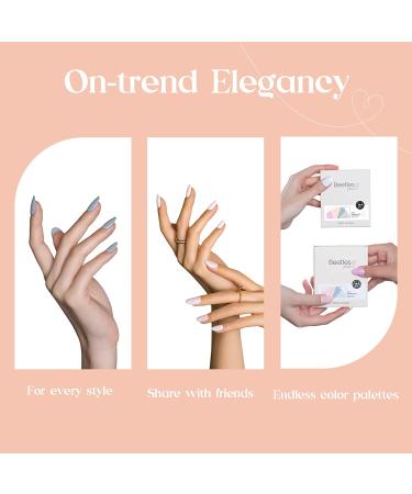 Beetles Press on Nails Short Glossy 6 Solid Colors Set | 144Pcs Fake Nails with Glue and Adhesive Tabs | Mini File Included | Women and Girls Nail Kit - Early Morning Mist - Buy Online on GoSupps.com