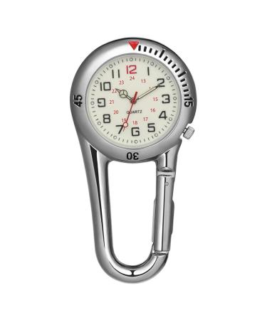 NICERIO Outdoor Belt Fob Watch - Carabiner Watch Glow in The Dark Clip-on Watch Luminous Pocket Watch for Outdoor Sports Rock Climbing Mountaineering (White)