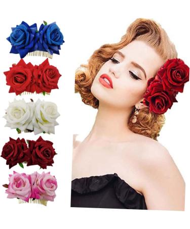 Beaupretty Hair Accessory for Women Barrettes for Women Hair Combs for Women Rose Hair Comb Rose Hair Clip Flower Hair Comb Fork Comb Hairpin Hair Accessories Red Headgear - Buy Online on GoSupps.com